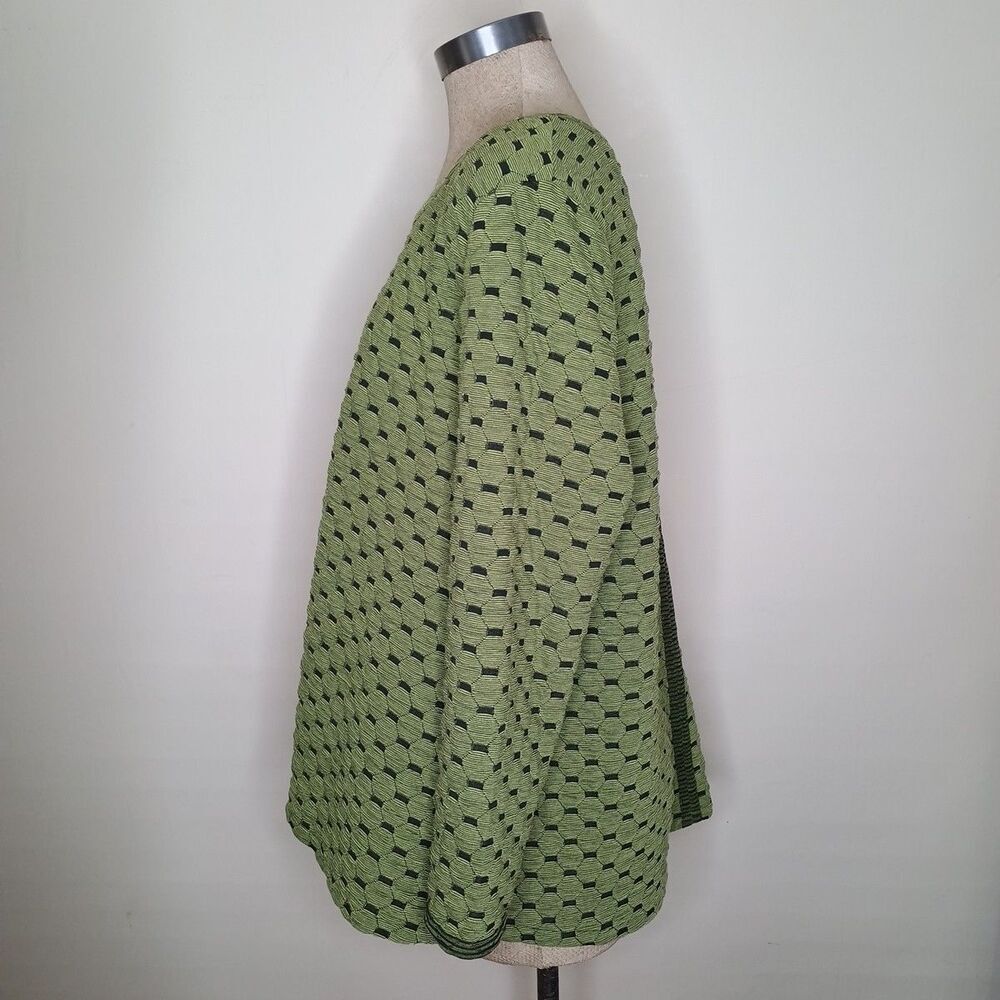 Habitat Top Womens Sz XL Green Black Geometric Textured Stretchy Casual - Picture 4 of 10